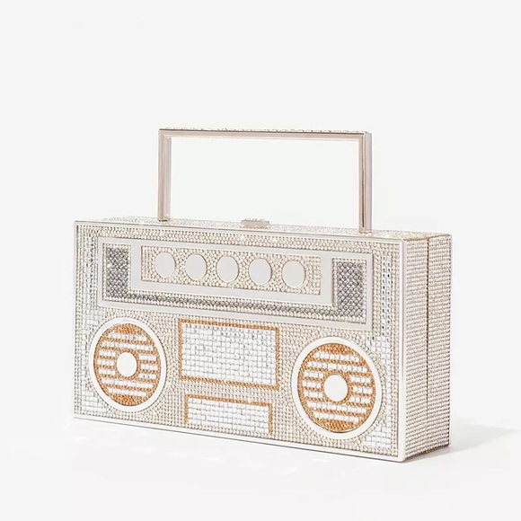 Rhinestone Embellished Boom Box/Radio Evening Clutch Bag - Picture 3 of 7